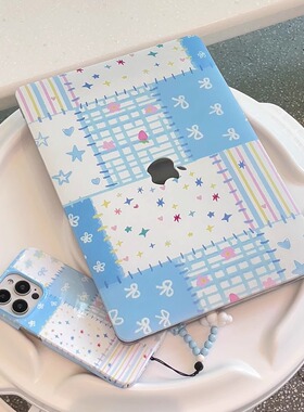 汪三岁「缝缝补补」少女森系MacBook保护壳苹果笔记本2024款13airM1/15寸proM2M3M4保护套超薄透明苹果电脑