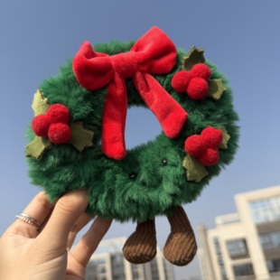 英国JC圣诞花环挂件可爱毛绒玩具公仔玩偶钥匙扣书包挂饰学生礼物