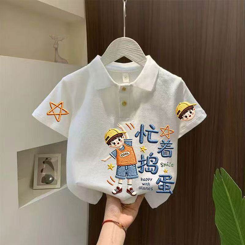 纯棉儿童polo衫短袖夏季翻领上衣