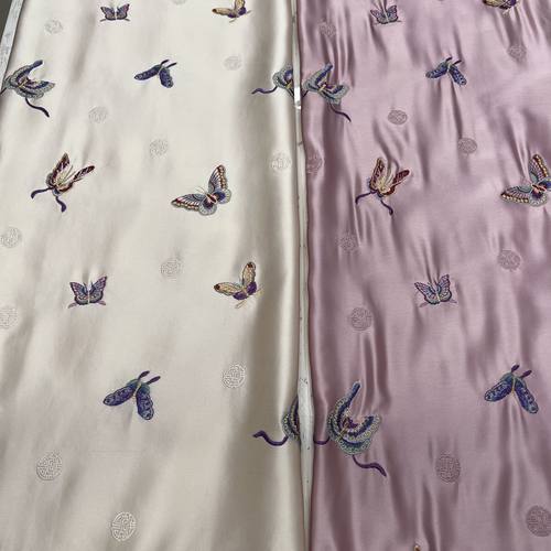 福叠百蝴蝶醋酸面料布料刺绣花