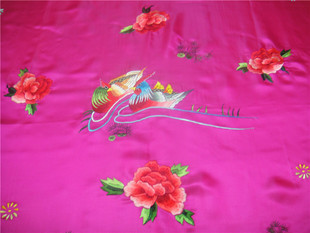 杭州真丝被面桑蚕丝软缎婚庆全棉被里结婚被套 鸳鸯戏水手工绣花