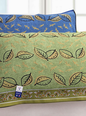 金号纯棉枕巾清新树叶加大加厚清爽耐脏经典款柔软吸水透气G2020