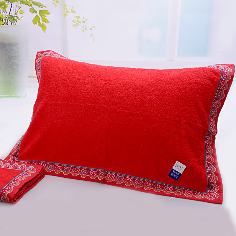 金号依诗家纯棉枕巾长刺绣布艺