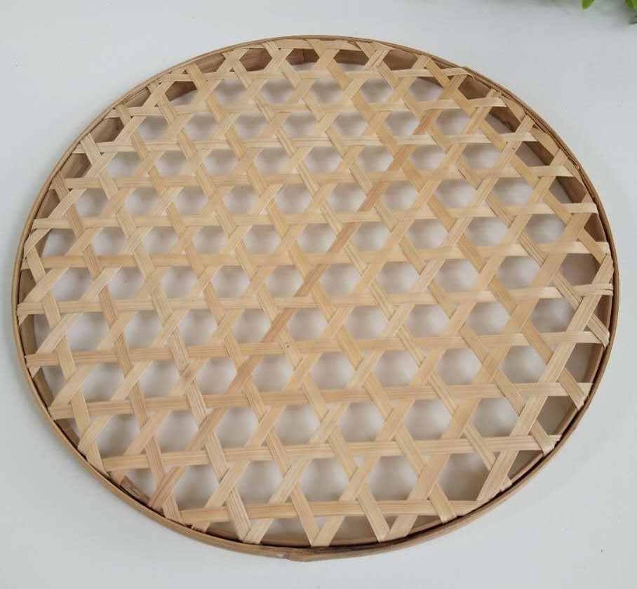 竹编 竹制品 竹匾 茶叶有孔竹筛子竹簸箕 手工绘画装饰扁晾晒竹筐_虎窝淘