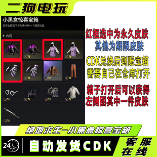 PUBG绝地求生小黑盒惊喜宝箱吃鸡小黑盒手套夹克卫衣皮肤宝箱CDK