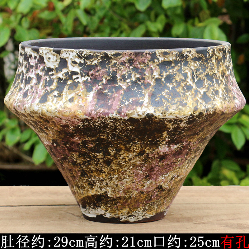 复古花盆蝴蝶兰蕨类花盆粗陶大口径花盆桌面绿植盆景种植多肉花盆