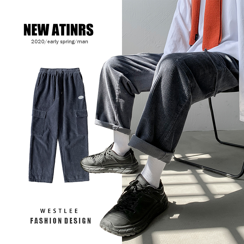 Autumn and winter men's and women's Corduroy loose overalls