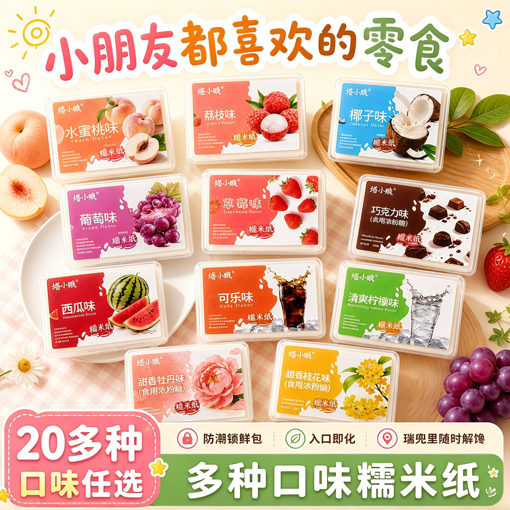 果味糯米纸 牛轧糖包装纸 食用糯米纸 烘焙糖果纸糖纸 包装纸