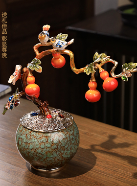 五福临门珐琅彩葫芦摆件玄关客厅桌面新中式陶瓷高端乔迁新居礼物