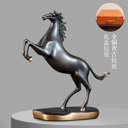 酒柜装饰品纯铜轻奢马到成功