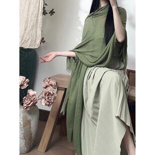 春秋禅意风纯色棉麻围巾女古风披肩云南苏州古镇旅游拍照穿搭纱巾