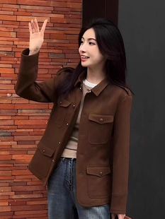 秋冬新款 外7145 高级气质感美拉德穿搭独特超好看棕色工装