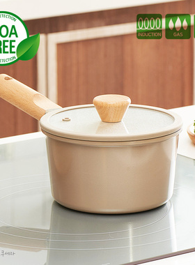 韩国进口 Roichen不粘锅奶锅汤锅儿童辅食锅泡面锅实木手柄IH两用