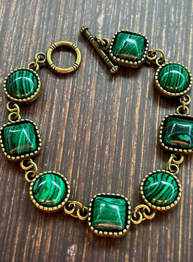 中古vintage孔雀石手链