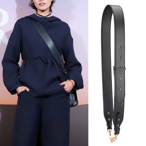 牛皮宽包带可调节斜挎女士