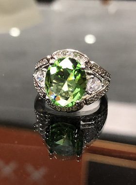 法国祖母绿戒指ins锆石