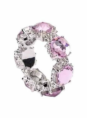 高级感精致粉红指环开口可调节小众复古甜酷气质戒指百搭网红