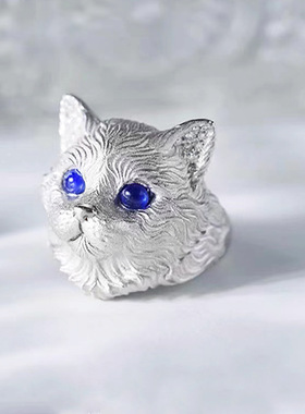 猫猫戒指女开口时尚个性小众设计感气质百搭原创设计食指戒