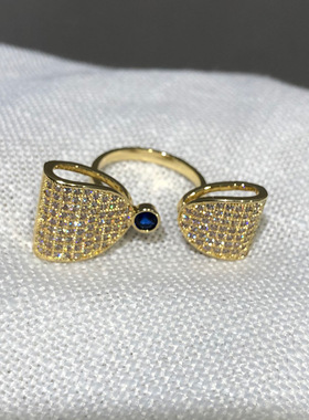 ins高级感小公举蝴蝶结戒指夸张仙女气质时尚潮流个性开口可调节