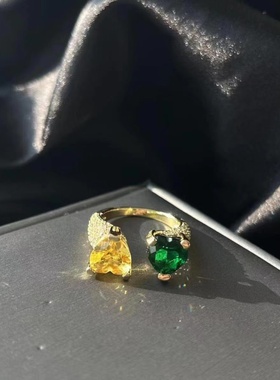 彩色宝石戒指轻奢时尚个性女