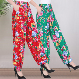 大码 民族风广场舞灯笼裤 棉绸休闲裤 妈妈装 潮 春夏新款 高腰长裤 女裤