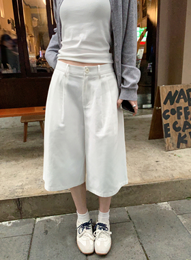 HVIVI 3.23/20:00 经典美式白色水洗休闲裤莱赛尔+棉通勤五分裤