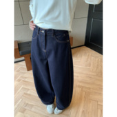 HVIVI双版 冬 松弛感显瘦弯刀裤 本宽松阔腿加绒牛仔裤 女2026新款