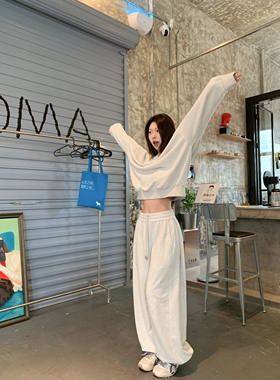 HVIVI 新款基础软糯压褶内抽绳松紧腰宽松显瘦巨好看的束脚卫裤女