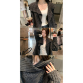 HVIVI 外套秋冬 绵羊毛复古麻花设计感翻领毛衣宽松慵懒针织开衫