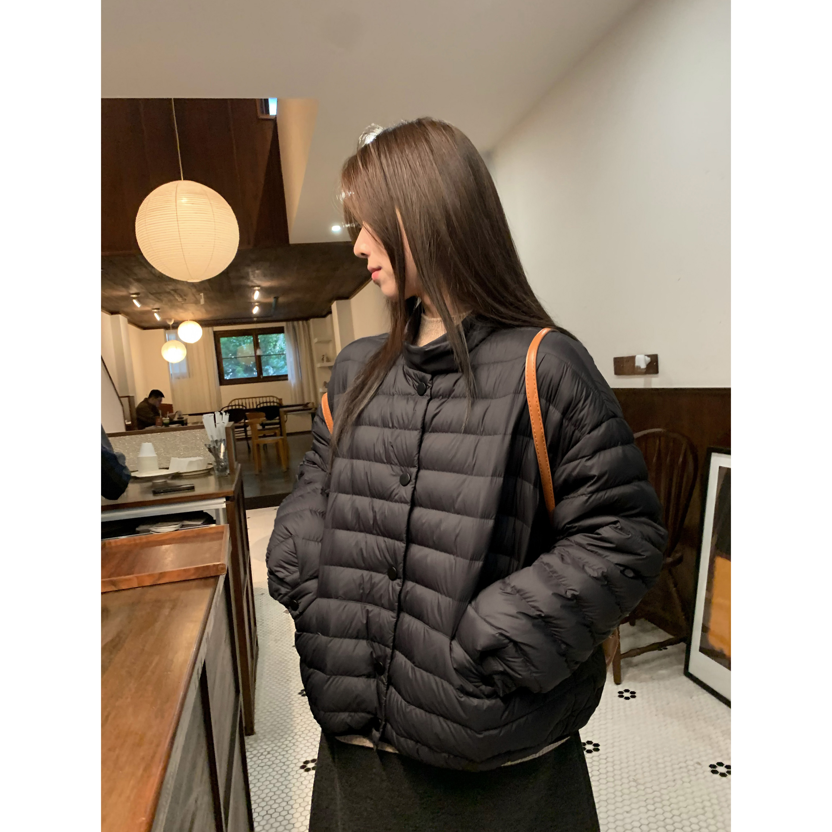 HVIVI宽松小立领90白鹅绒磁吸扣排骨羽绒服女冬季2025轻暖厚外套