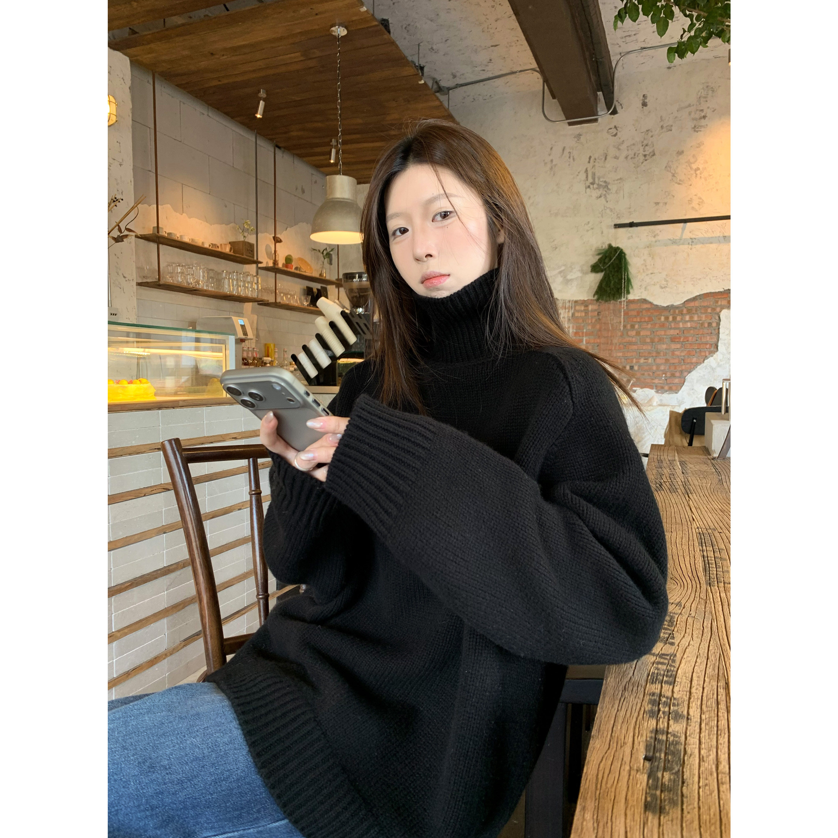 HVIVI 舒适绵羊毛宽松简约高领毛衣女冬季新款慵懒针织打底衫上衣,女装/女士精品,毛衣,淘宝优惠券,粉丝福利购,淘宝优惠卷