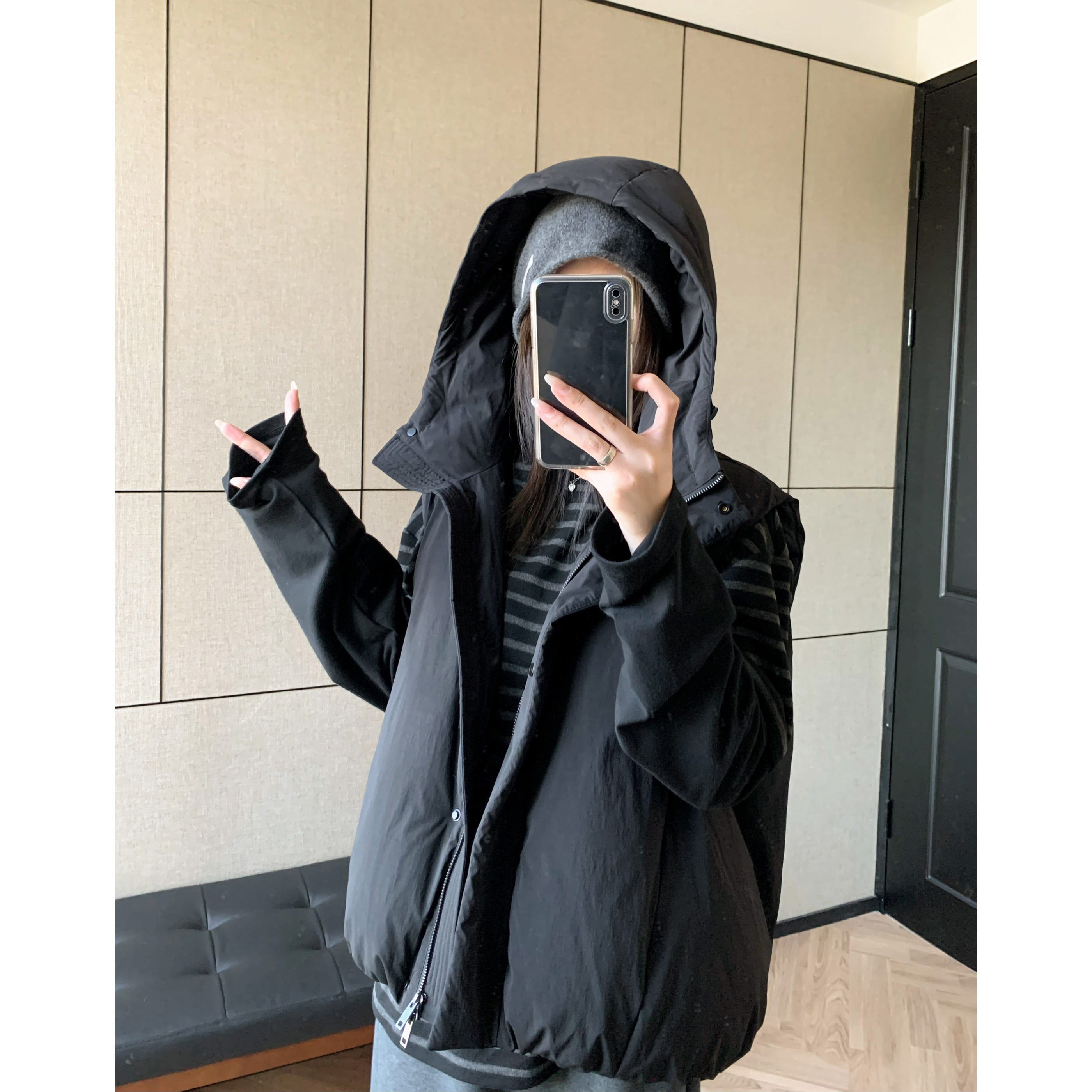 连帽羽绒马甲90白鸭绒