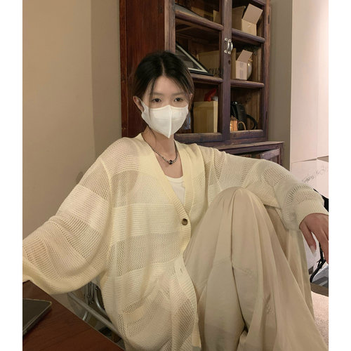 宽松针织开衫百搭镂空空调衫
