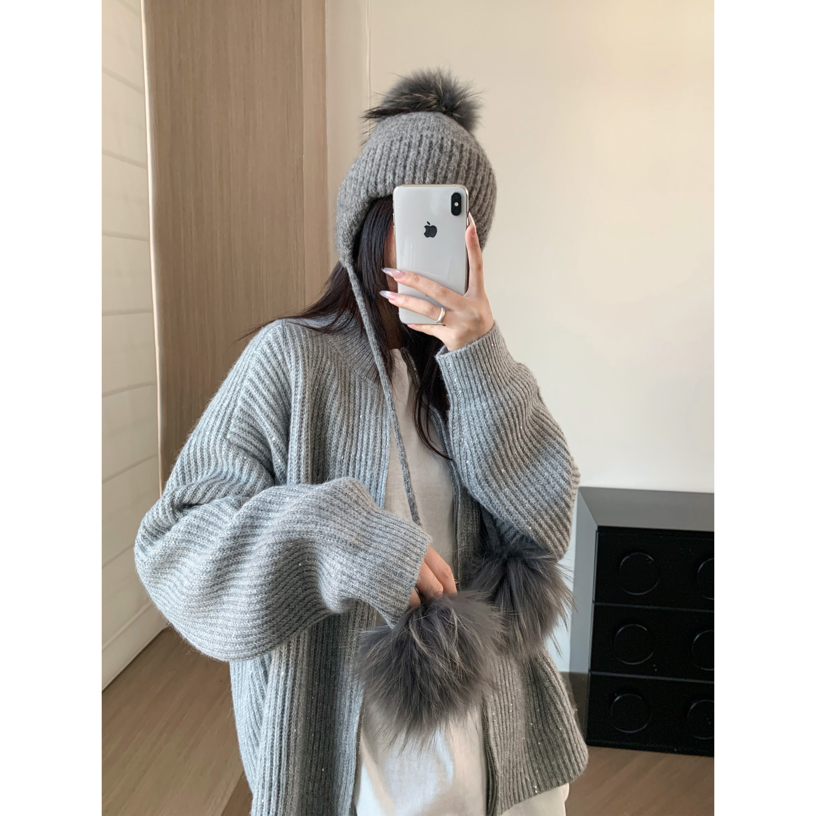 亮片拉链毛衣针织开衫外套