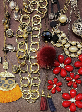 【外贸孤品合集】XA08欧美夸张金属个性长款大吊坠毛衣链项链配饰