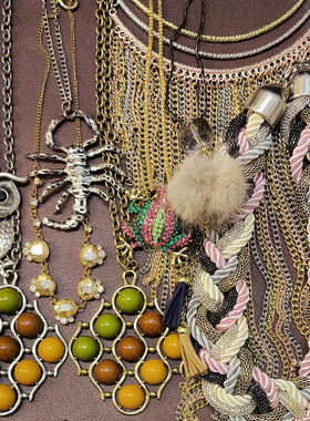 【外贸孤品合集】XA07欧美夸张金属个性长款大吊坠毛衣链项链配饰