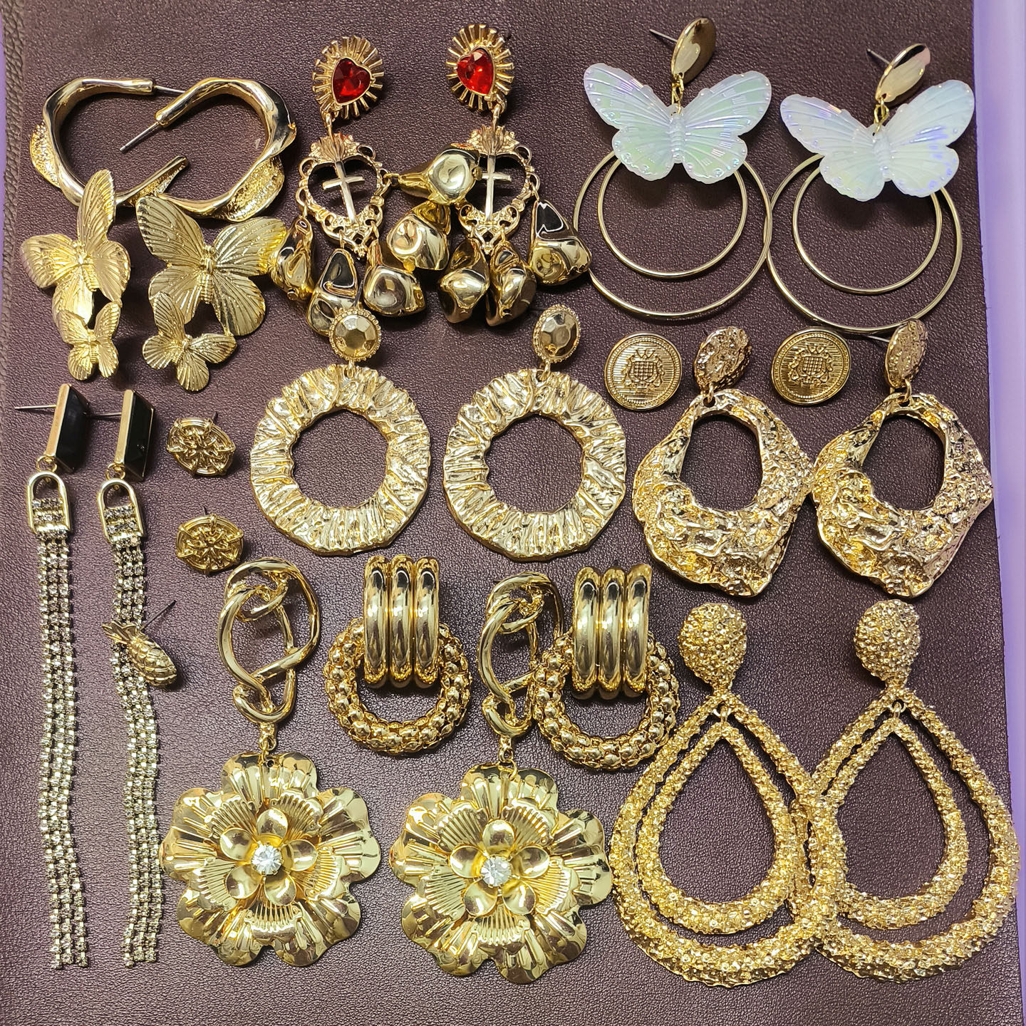 【外贸夸张款】F44铜镀合金色几何蝴蝶菠萝蛇耳环耳钉出片孤品,饰品/流行首饰/时尚饰品新,耳钉,淘宝优惠券,粉丝福利购,淘宝优惠卷