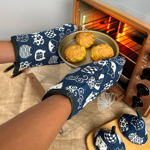 锅盖帽三角盖帽耐高温加厚防烫手套微波炉卡通厨房棉烘焙隔热手套