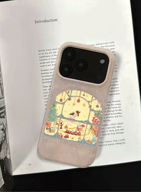 原创复古窗景卡通iPhone17pro手机壳磁吸16p软壳亮面14半包壳苹果15promax全包磨砂硬壳适用三星s24S25