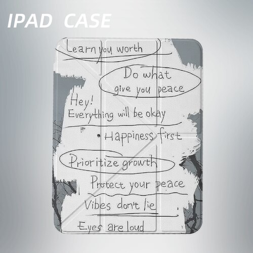 原创简约手写短句iPad2025新款11代苹果Air7防弯Y折ipad壳三折第9代平板壳11寸Pro亚克力适用mini7带笔槽