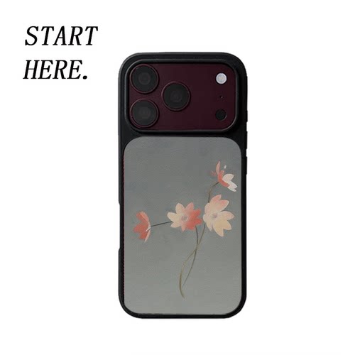 原创简约柔色小花iPhone18pro手机壳磁吸17promax软壳16磨砂大孔壳苹果15pro艺术全包黑边软壳适用14p晶瓷