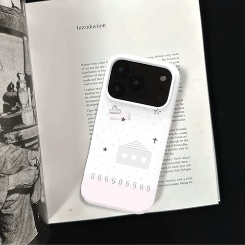原创简约粉灰小屋iPhone17pro手机壳磁吸16p软壳亮面14半包壳苹果15promax全包磨砂硬壳适用三星s24S25