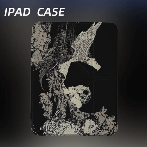 原创小众暗黑油画iPad11代2025新款苹果Air7三折防弯保护套2021第九代平板壳11寸Pro亚克力适用mini6带笔槽