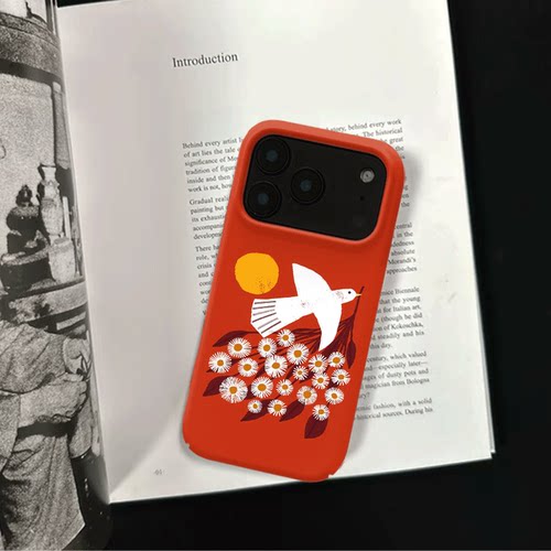 原创艺术暖阳白鸽iPhone17pro手机壳磁吸16p软壳亮面14半包壳苹果15promax全包磨砂硬壳适用三星s24S25