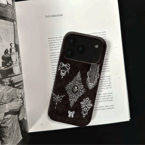 原创复古复古花饰iPhone17pro手机壳磁吸16p软壳亮面14半包壳苹果15promax全包磨砂硬壳适用三星s24S25