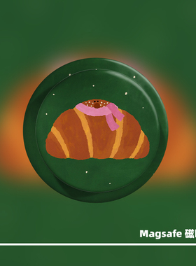 原创可爱面包Magsafe磁吸手机气囊支架适用苹果吸附伸缩磨砂拆卸