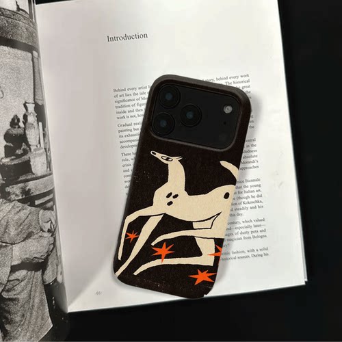 原创艺术芒星白鹿iPhone17pro手机壳磁吸16p软壳亮面14半包壳苹果15promax全包磨砂硬壳适用三星s24S25