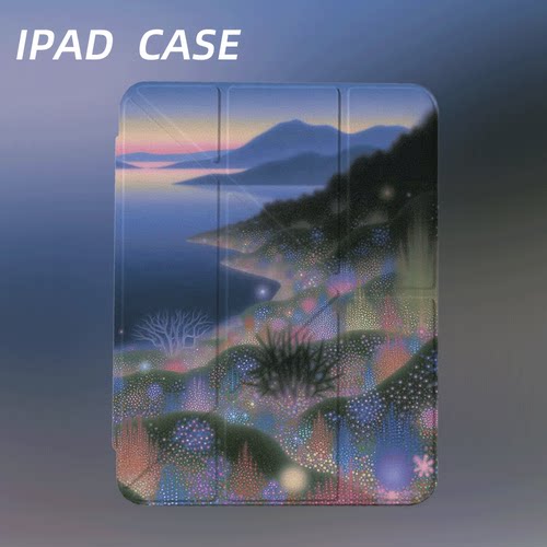 原创氛围感星野山海iPad2025新款11代苹果Air7防弯Y折ipad壳三折第9代平板壳11寸Pro亚克力适用mini7带笔槽