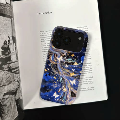 原创氛围感星河蝶舞iPhone17pro手机壳磁吸16p软壳亮面14半包壳苹果15promax全包磨砂硬壳适用三星s24S25