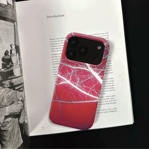 原创氛围感红底枝桠iPhone18pro手机壳磁吸17p软壳亮面15半包壳苹果14promax全包磨砂硬壳适用三星s24S25